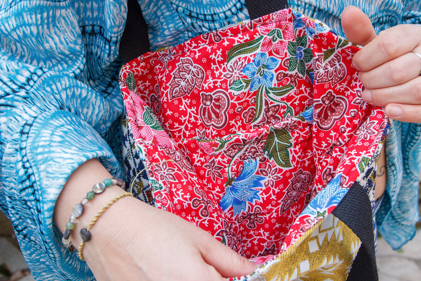 Tote bag patchwork aztec en jacquard 40*45 cm