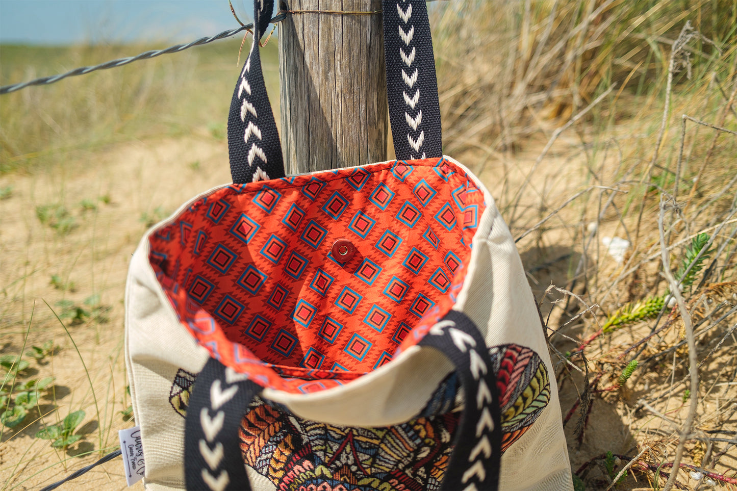 Sac tote bag elephant mandala 42*42cm PIECE UNIQUE - caurisandco
