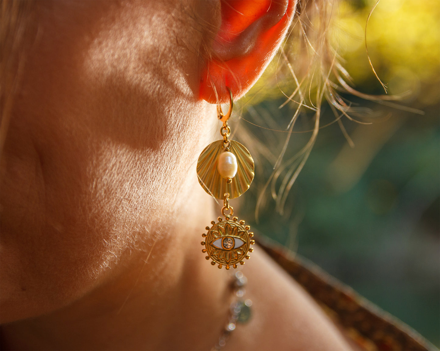 Boucles d’oreilles oeil talisman et geometrique ex voto