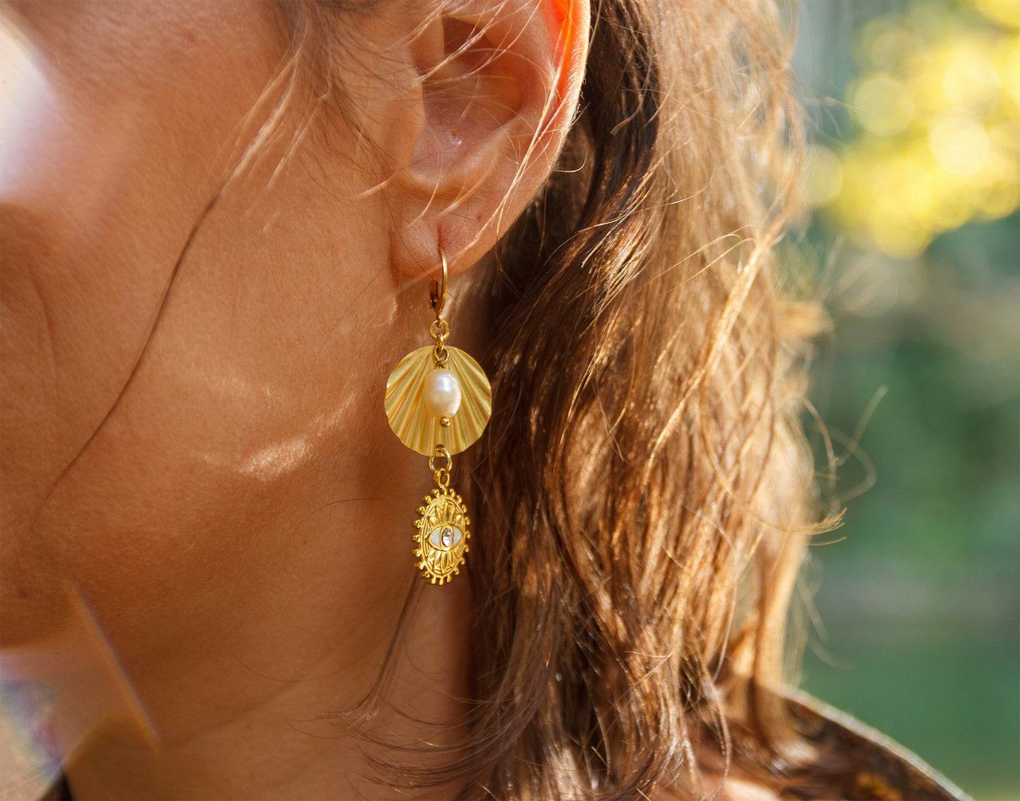 Boucles d’oreilles oeil talisman et geometrique ex voto