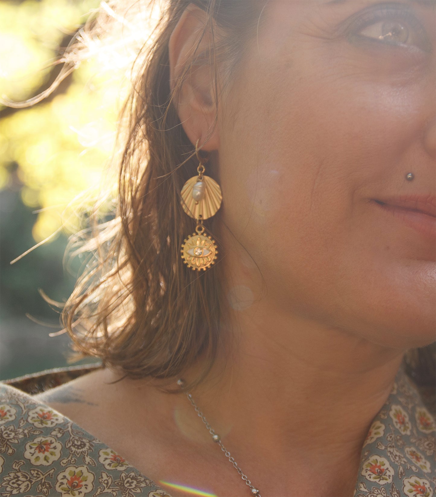Boucles d’oreilles oeil talisman et geometrique ex voto