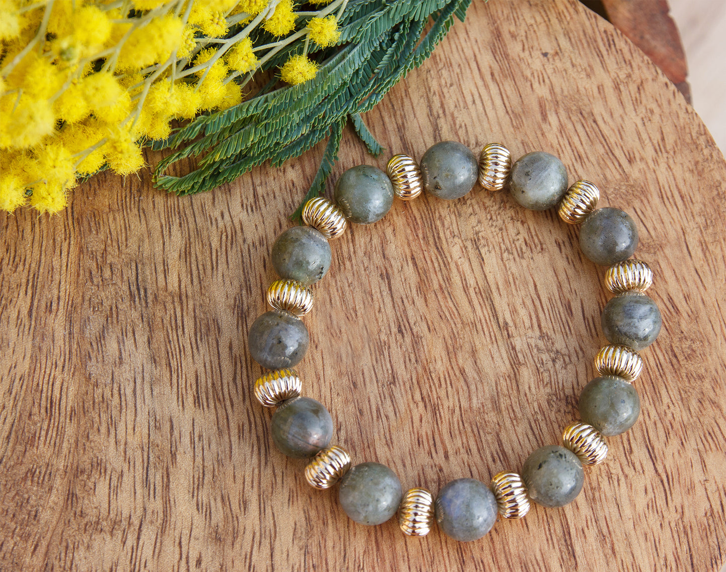 Bracelet femme perles labradorite 10mm