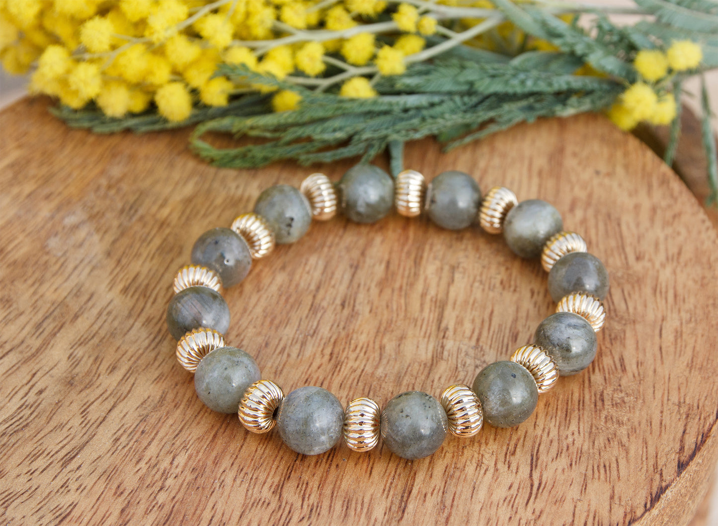 Bracelet femme perles labradorite 10mm