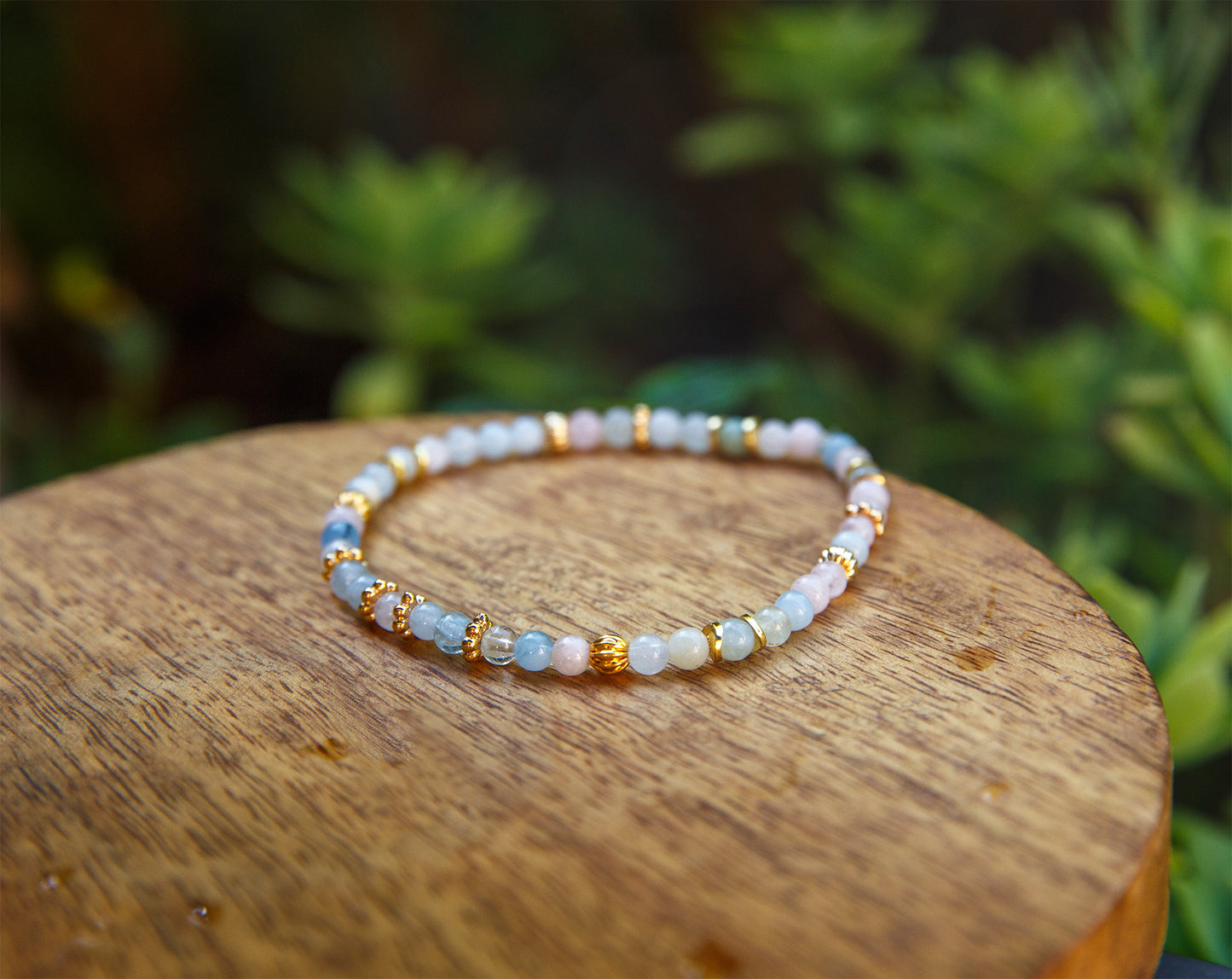 Bracelet perle femme morganite 4mm