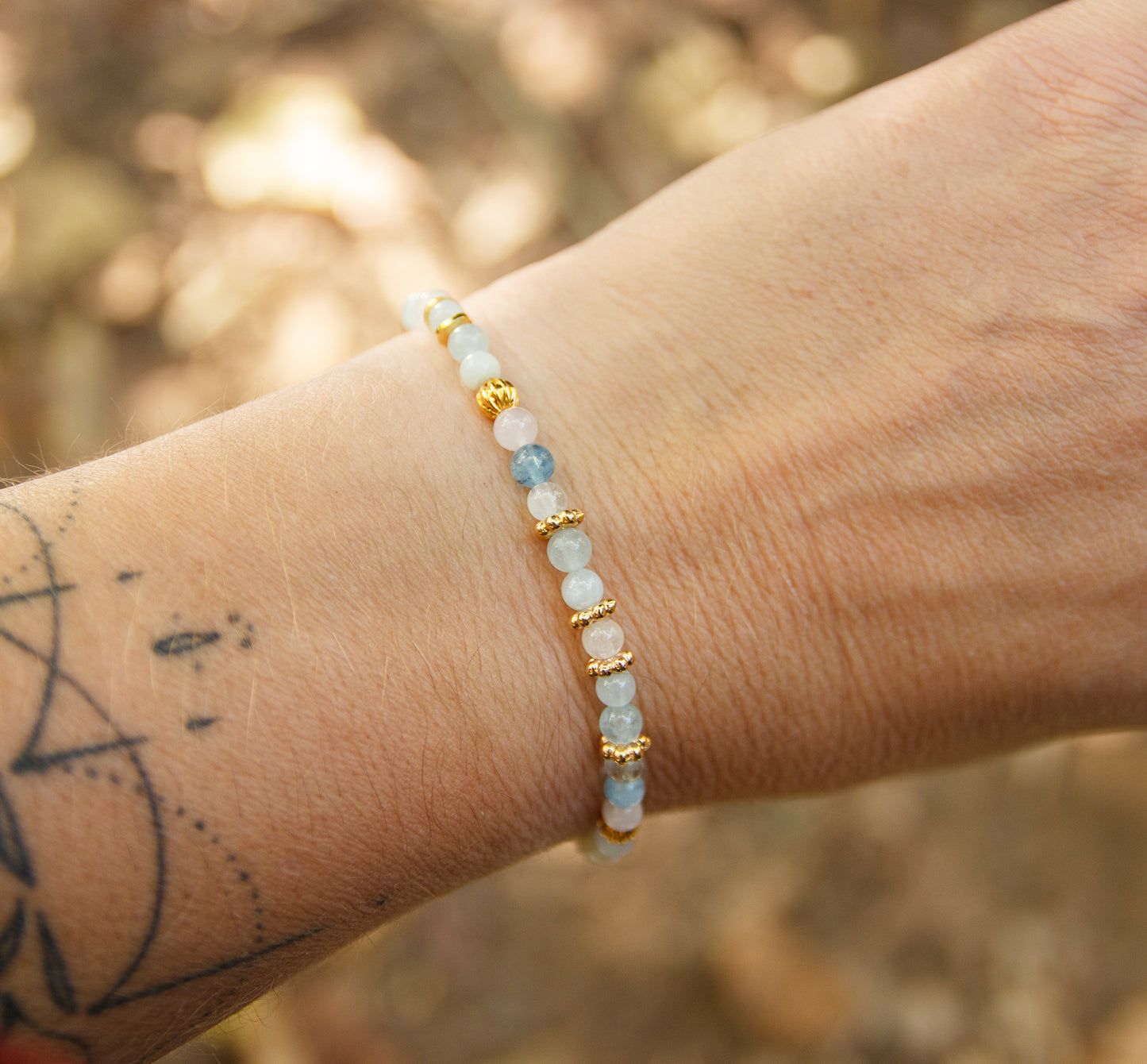 Bracelet perle femme morganite 4mm