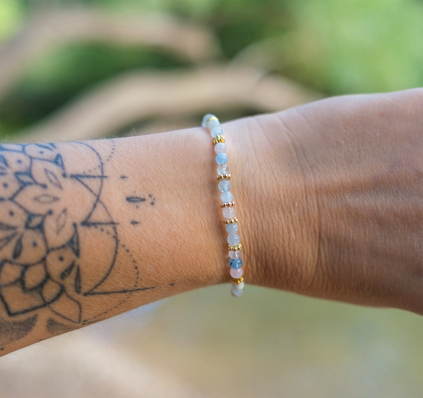 Bracelet perle femme morganite 4mm