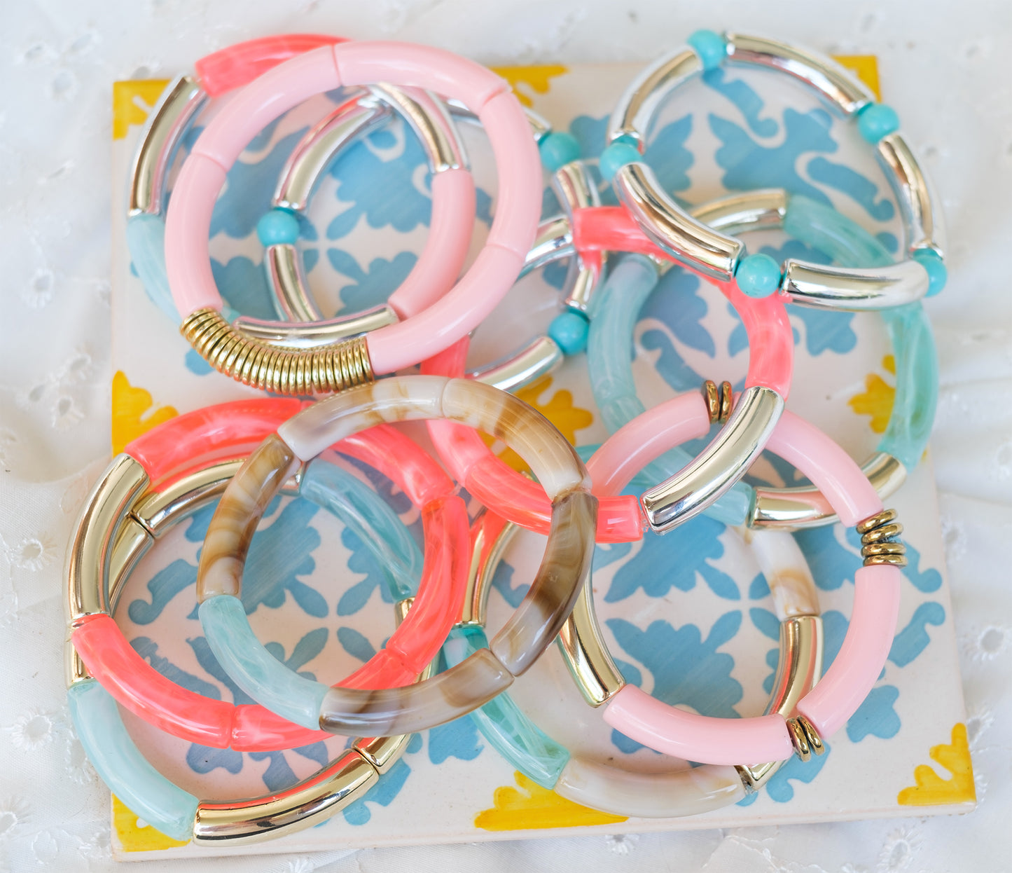 bracelet femme acrylique pastel (plusieurs modeles dispo) - caurisandco