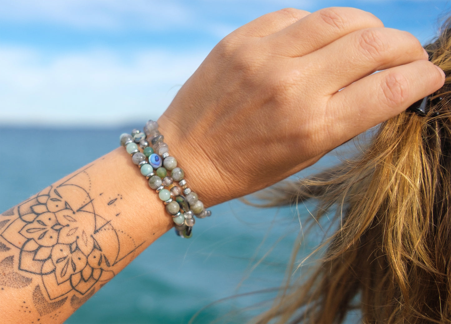 bracelet perle femme aventurine et labradorite