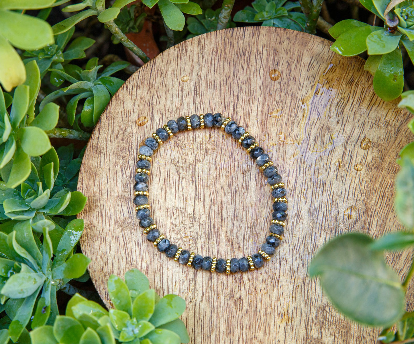 bracelet femme en labradorite facettée rondelle 6 mm