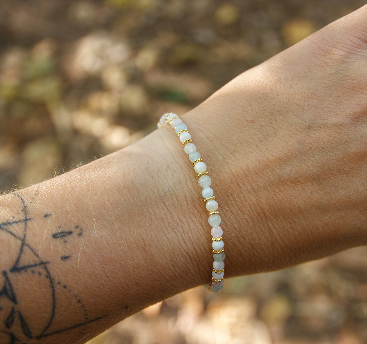 Bracelet perle femme nacre morganite 4mm