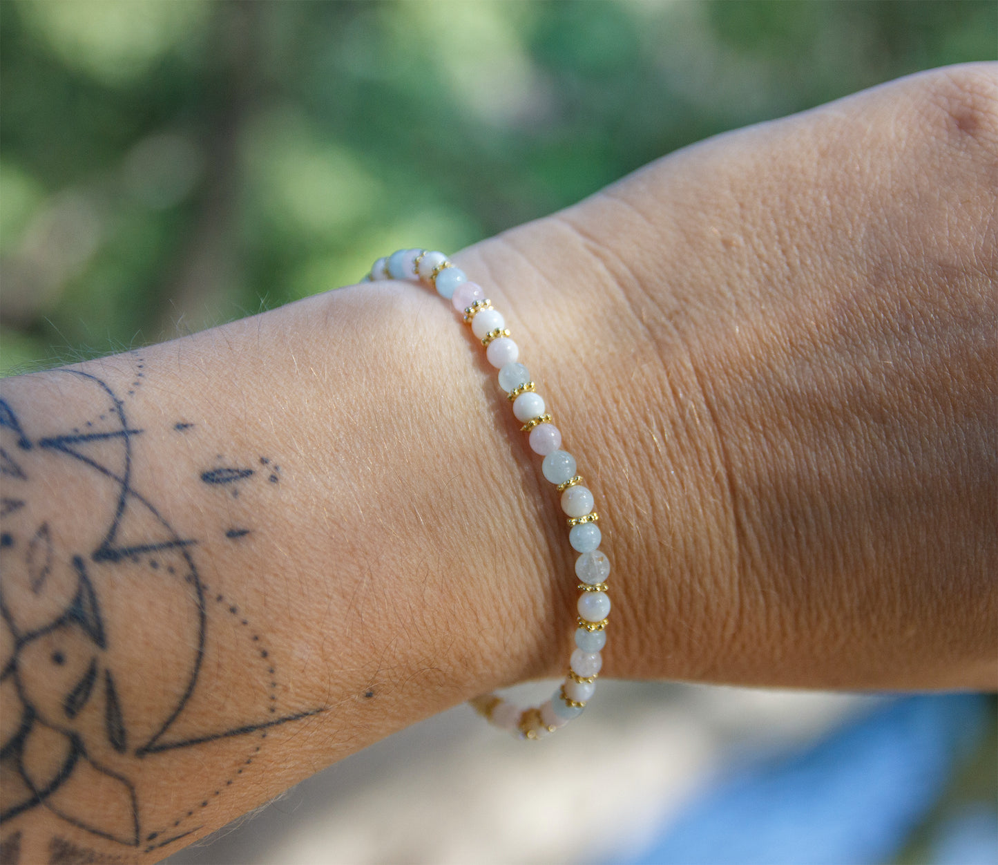 Bracelet perle femme nacre morganite 4mm