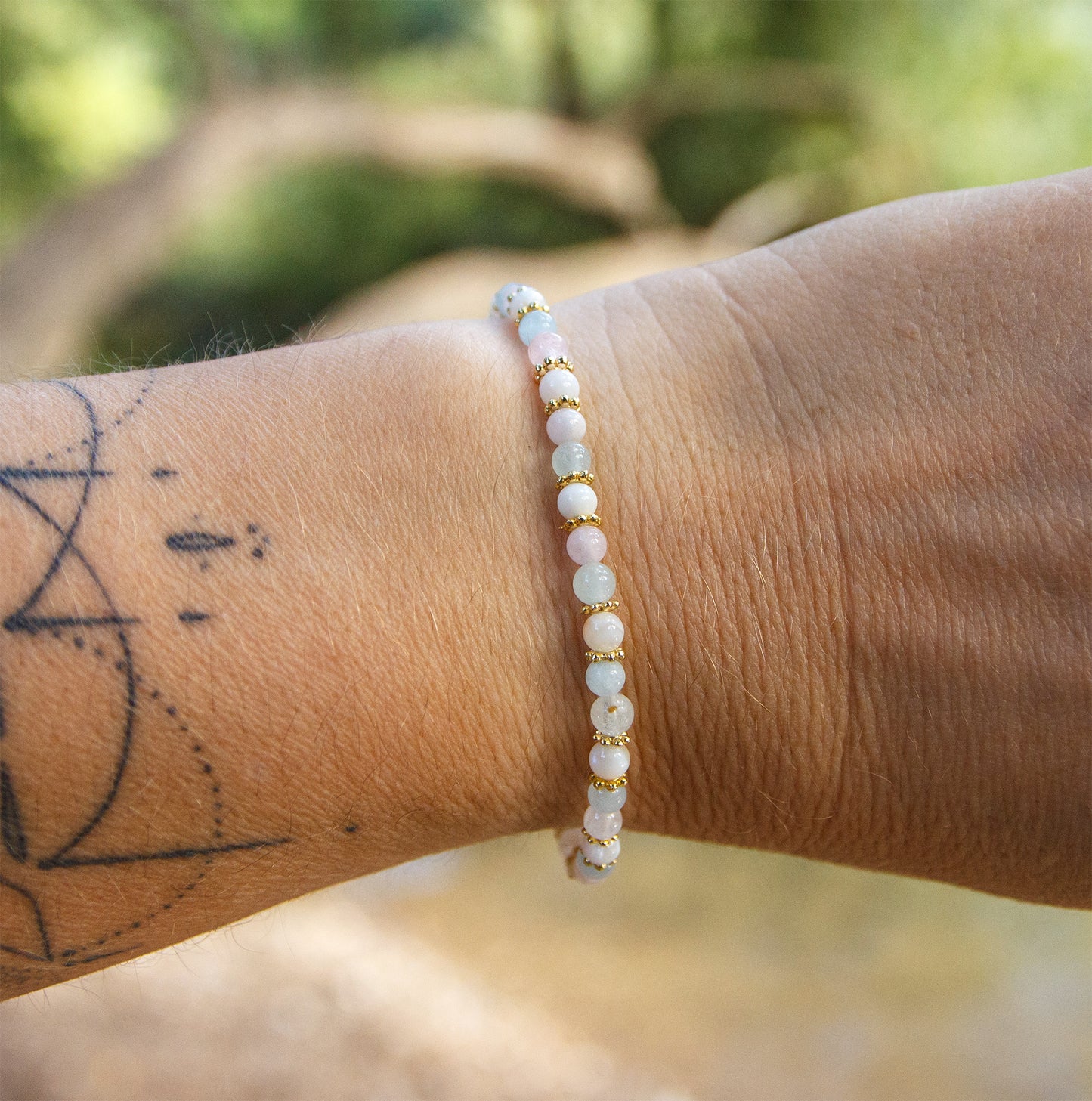 Bracelet perle femme nacre morganite 4mm