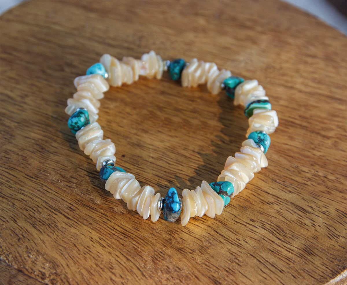 Bracelet Heishi Coquillage et imitation turquoise d'Afrique