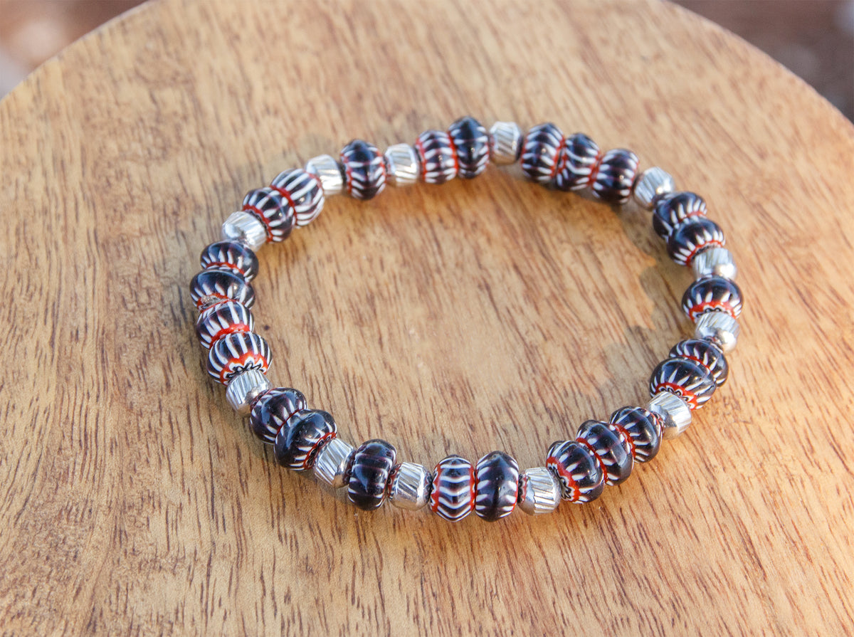 Bracelet homme perle Chevron Marron