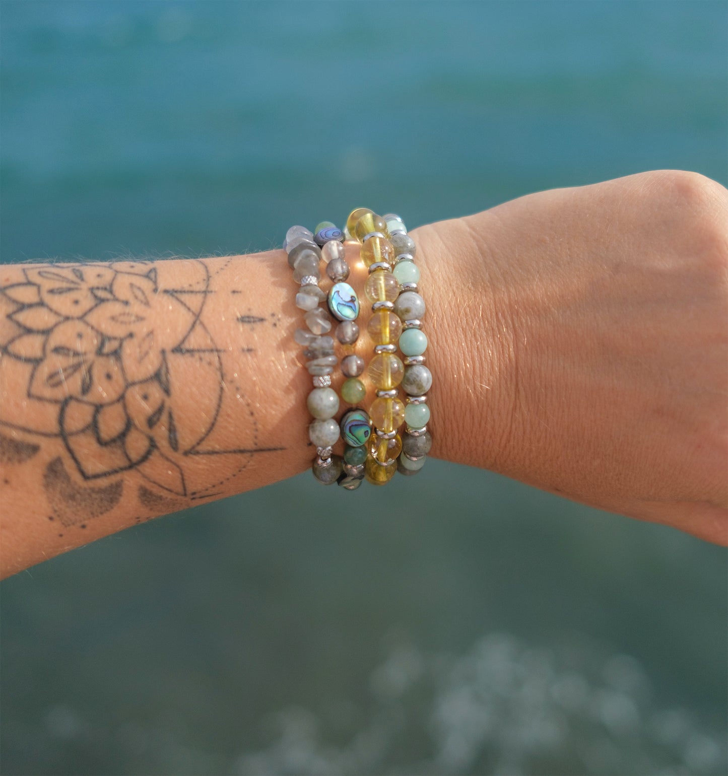 bracelet perle femme en citrine 8 mm