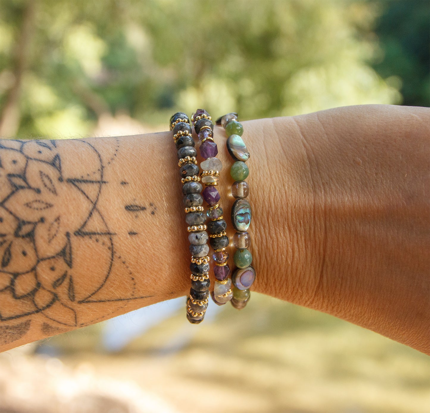 bracelet femme en labradorite facettée rondelle 6 mm