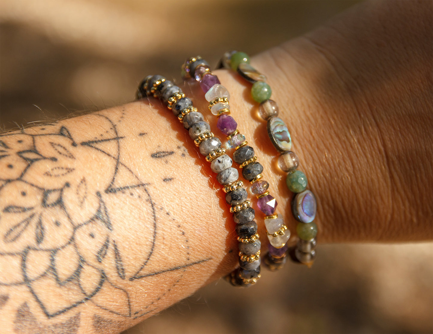 bracelet femme en labradorite facettée rondelle 6 mm