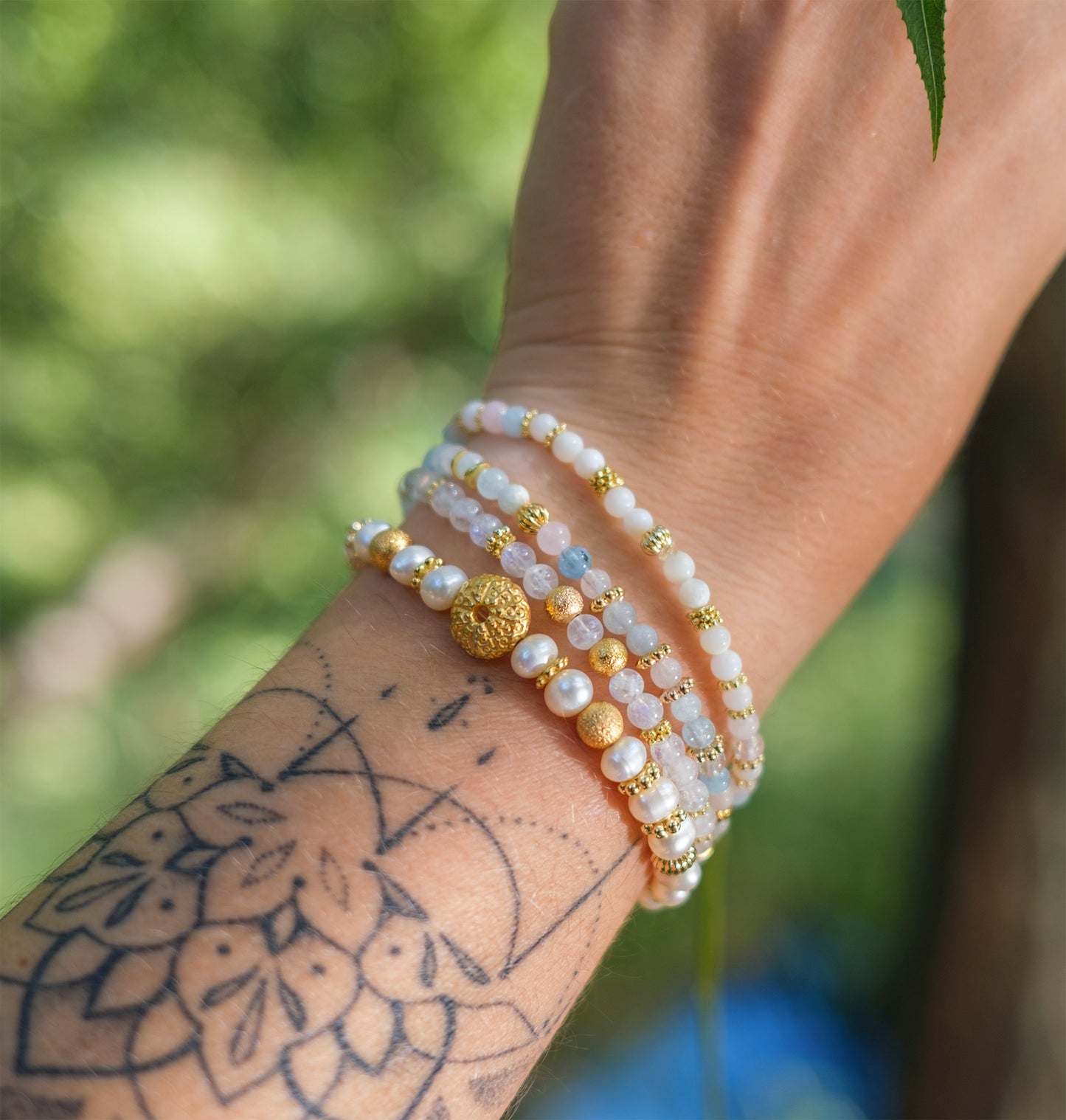Bracelet perle femme pierre de lune (moonstone) 4 mm