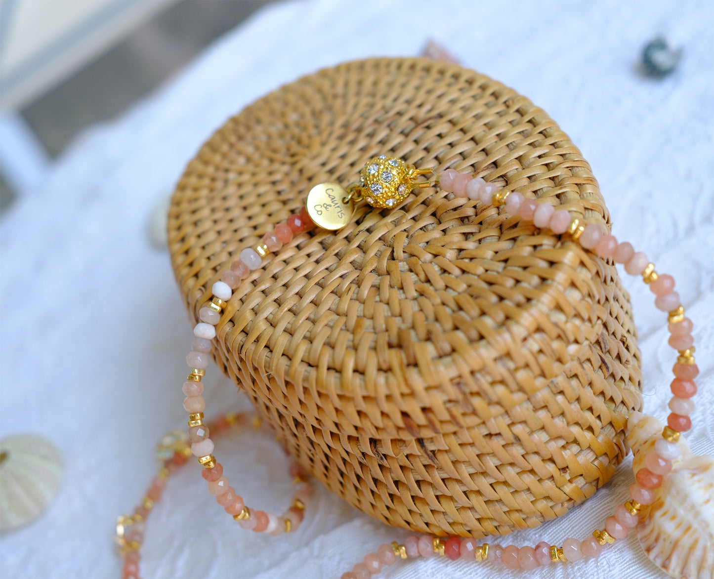 Collier ras de cou sunstone et breloques soleil et étoile – Bijou Bohème Chic