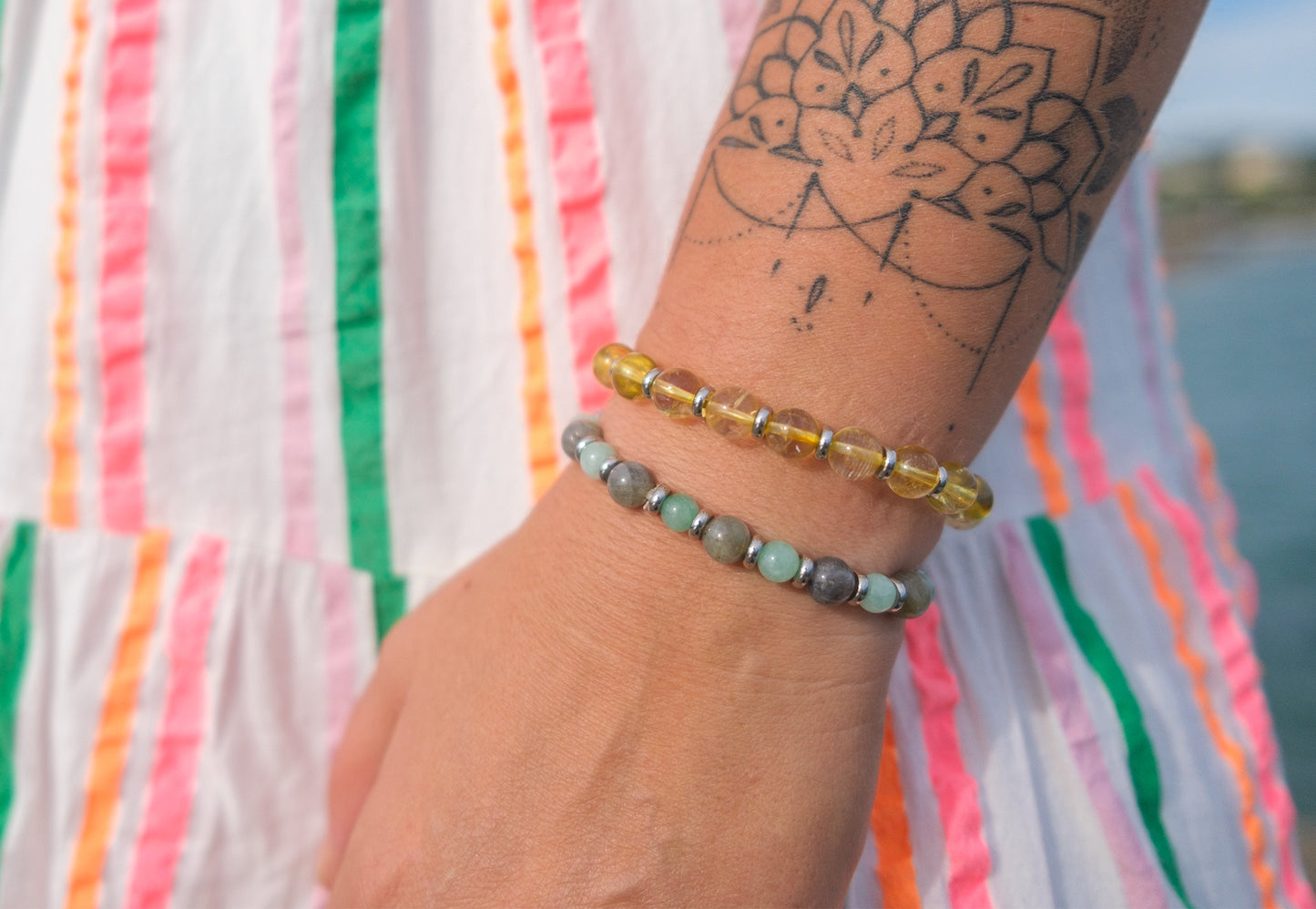 bracelet perle femme aventurine et labradorite