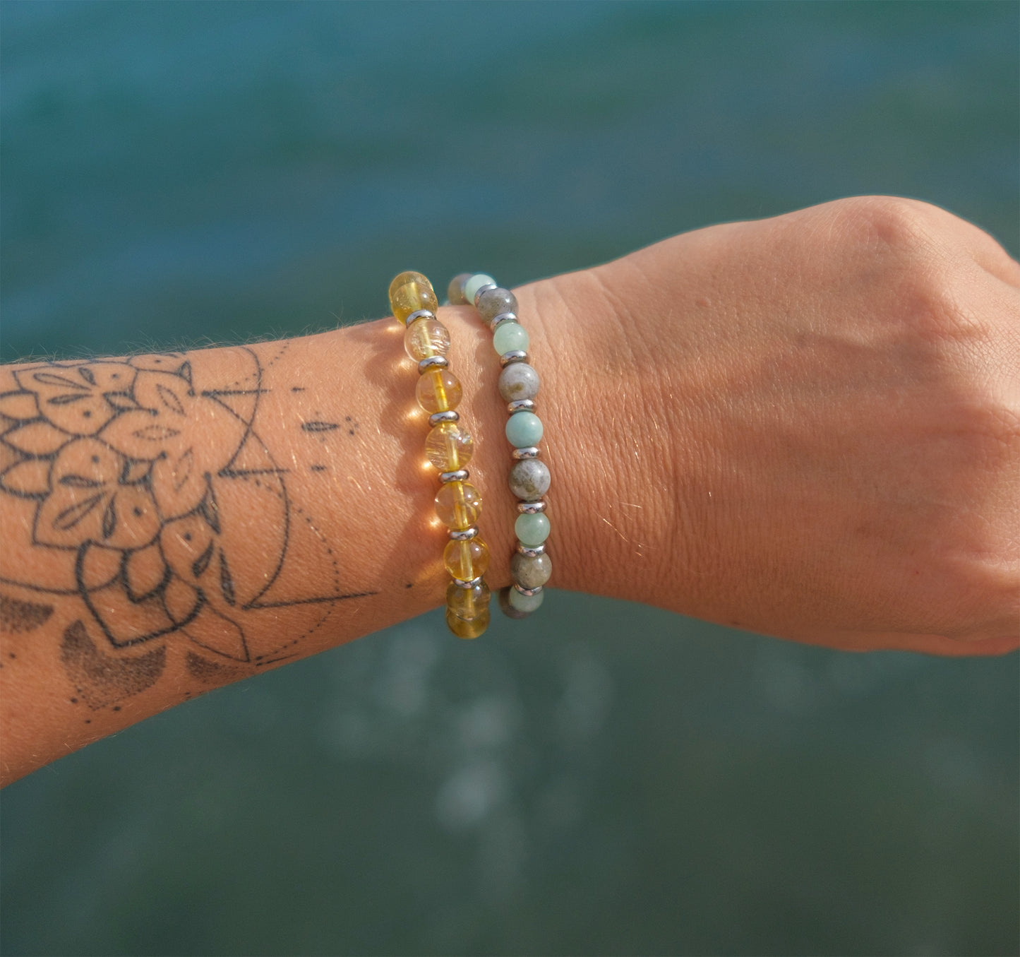 bracelet perle femme aventurine et labradorite