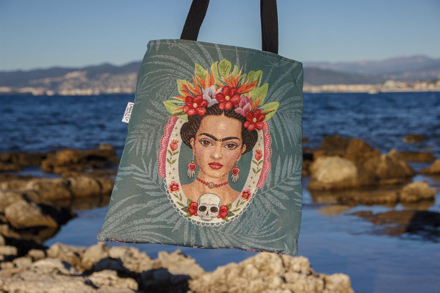sac tote bag Frida verso mandala 45*45 cm doublure coton hippie fait main PIECE UNIQUE
