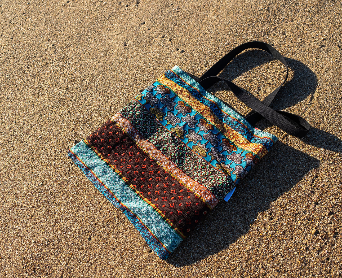 sac tote bag jacquard motif ethnique PIECE UNIQUE 47cm47cm - caurisandco