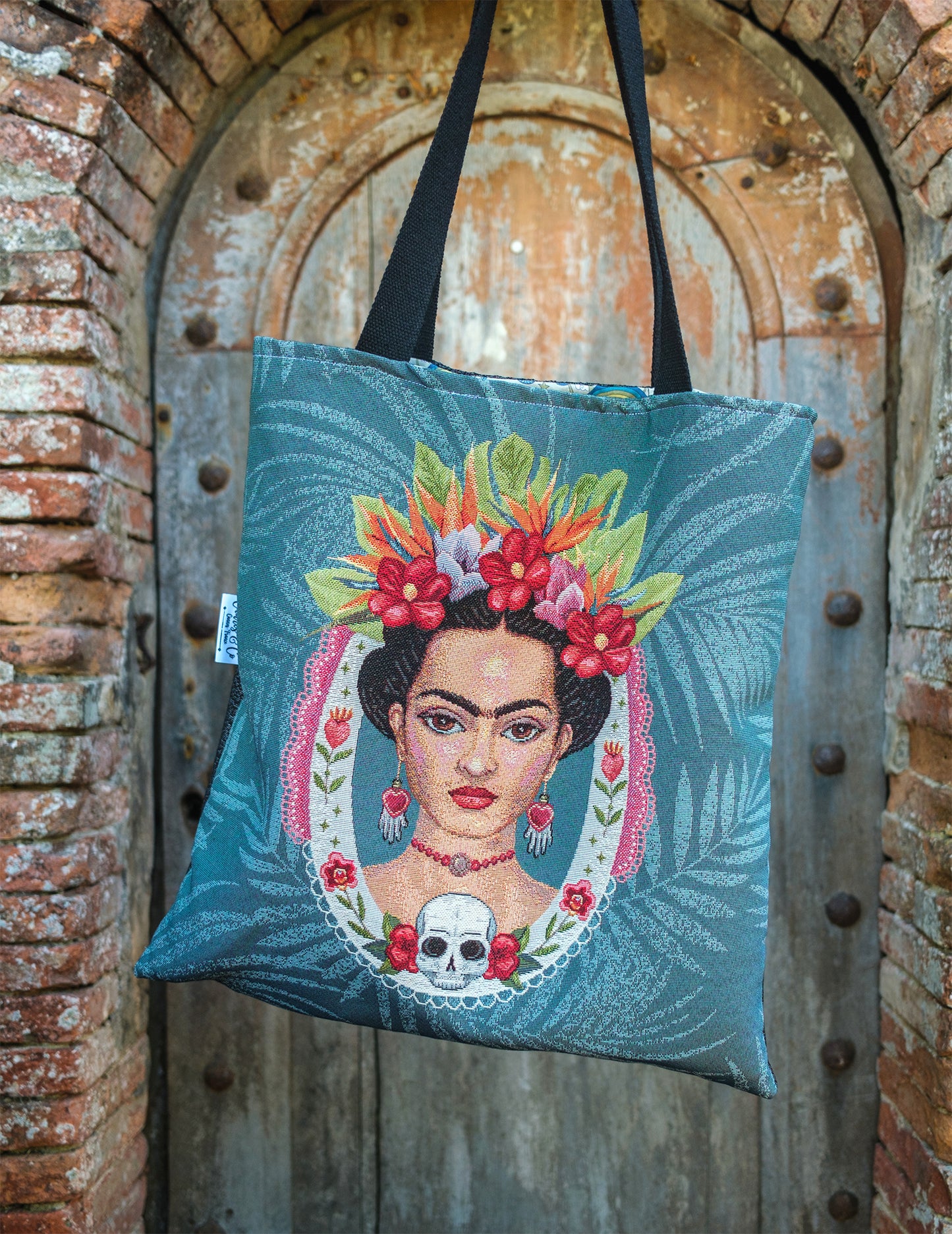 sac tote bag Frida verso mandala 45*45 cm doublure coton hippie fait main PIECE UNIQUE - caurisandco
