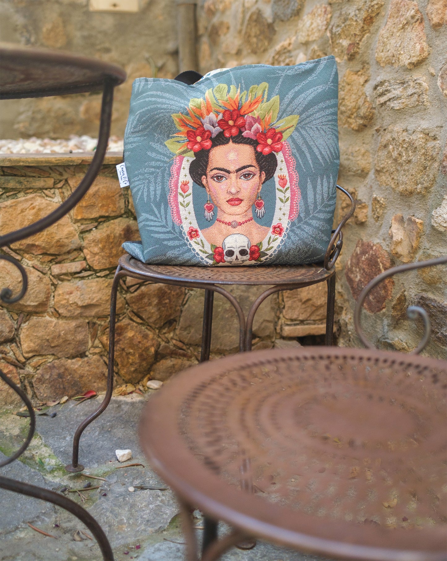 sac tote bag Frida verso mandala 45*45 cm doublure coton hippie fait main PIECE UNIQUE - caurisandco