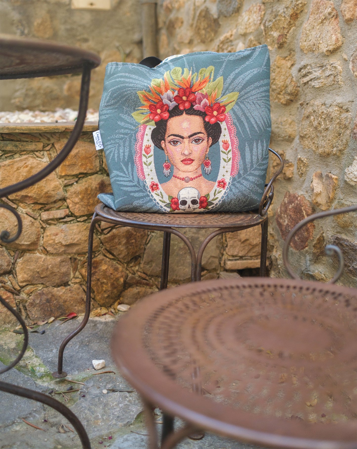 sac tote bag Frida verso mandala 45*45 cm  doublure coton hippie fait main PIECE UNIQUE - caurisandco