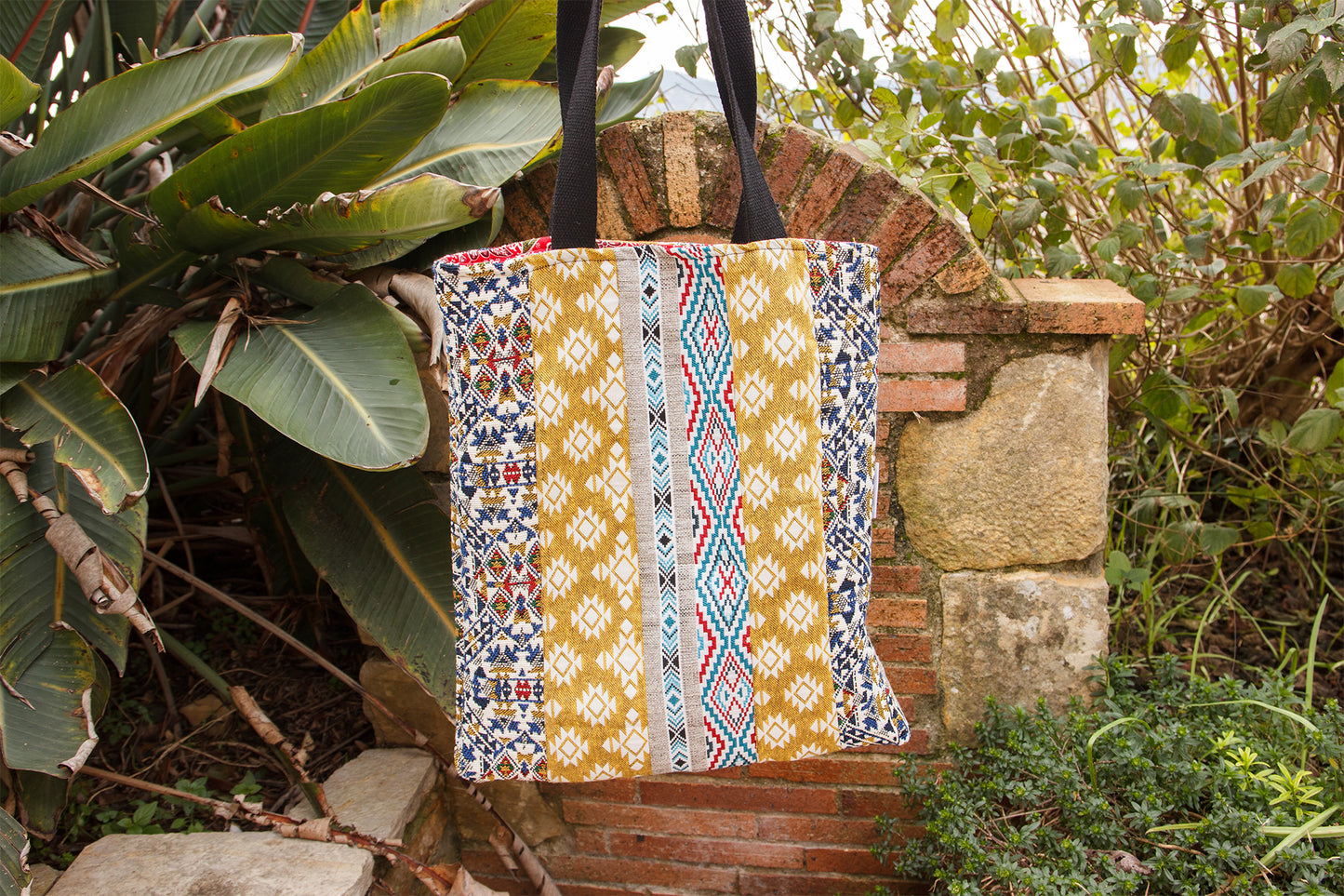 Tote bag patchwork aztec en jacquard 40*45 cm