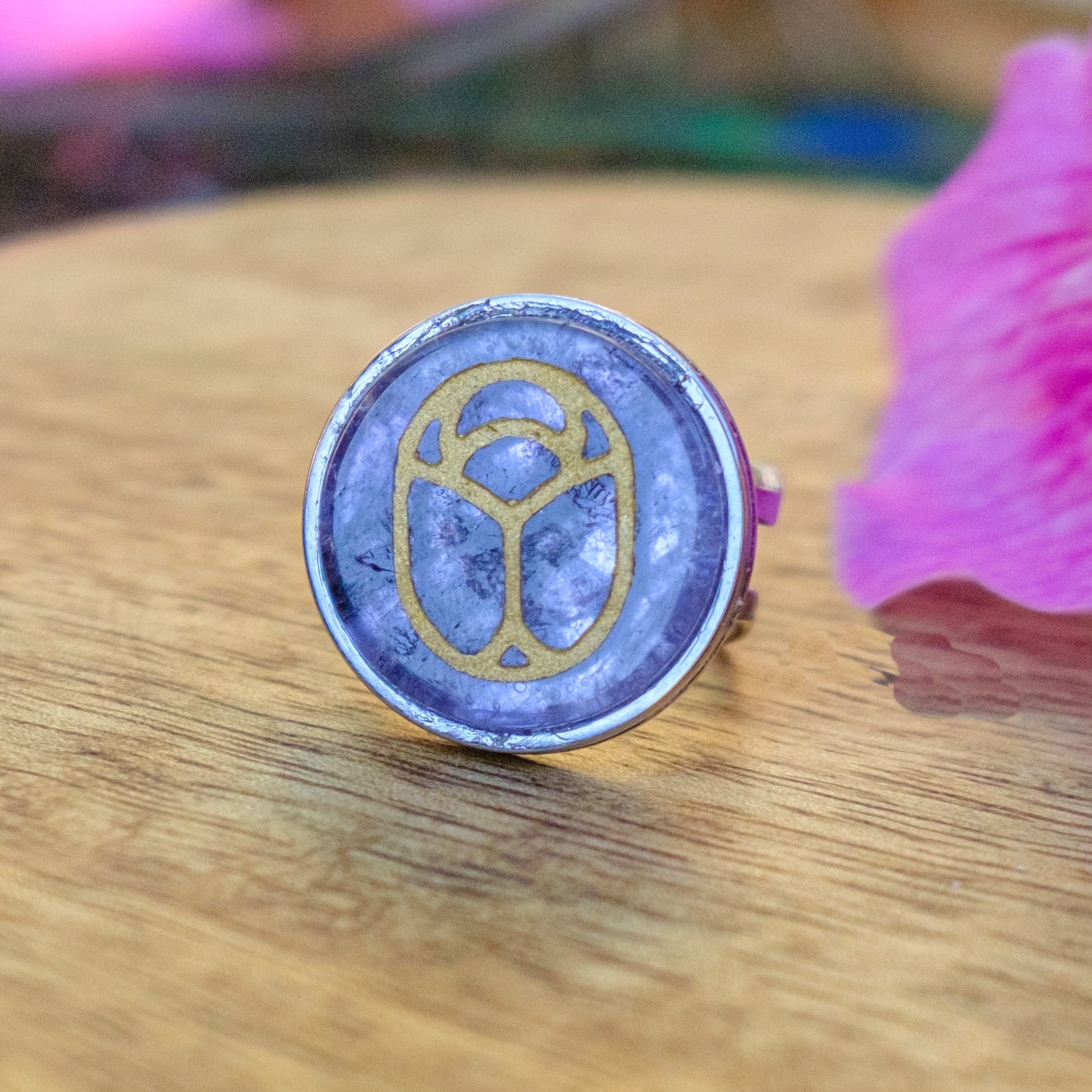 Bague en acier inoxydable et pierre gemme 20mm - caurisandco