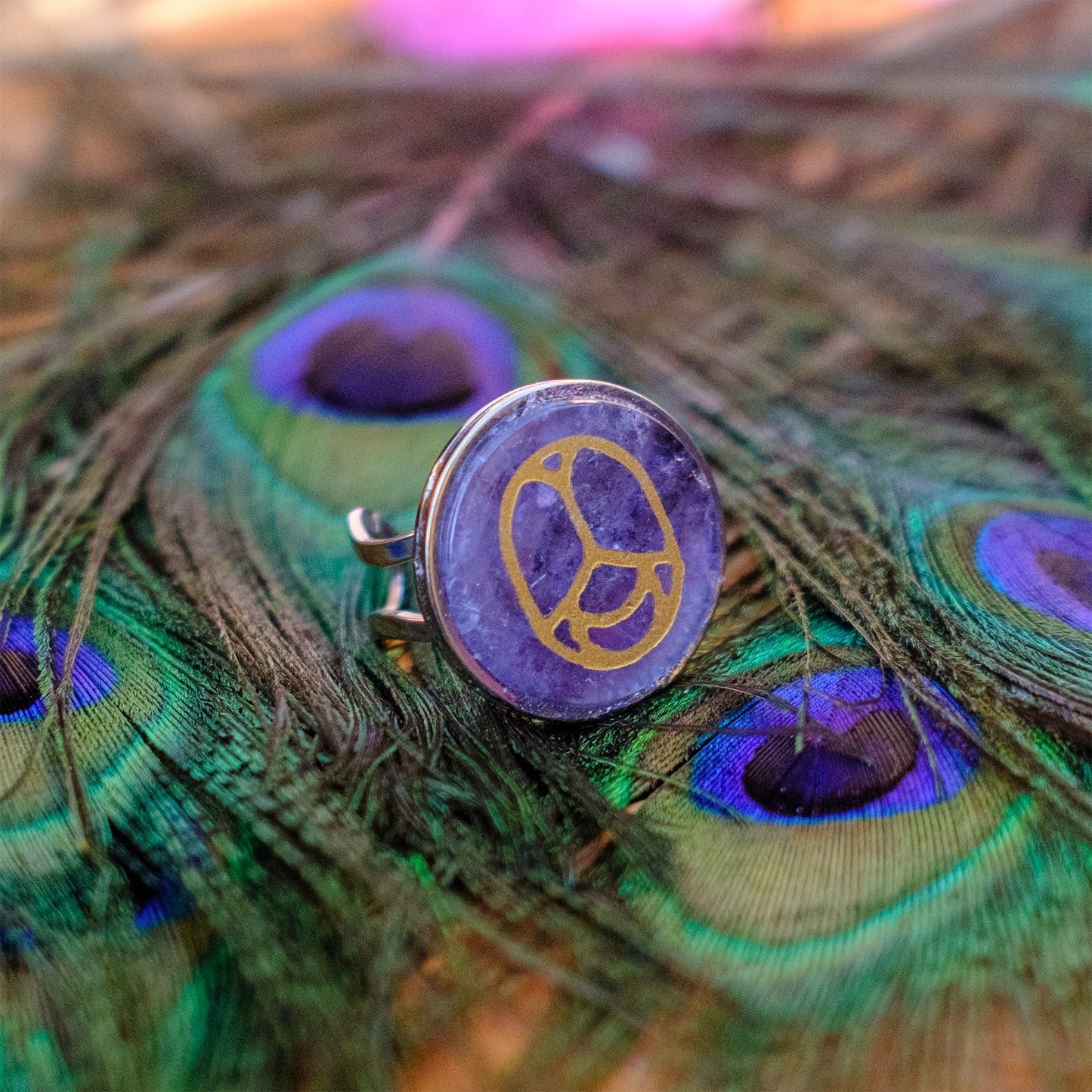 Bague en acier inoxydable et pierre gemme 20mm - caurisandco