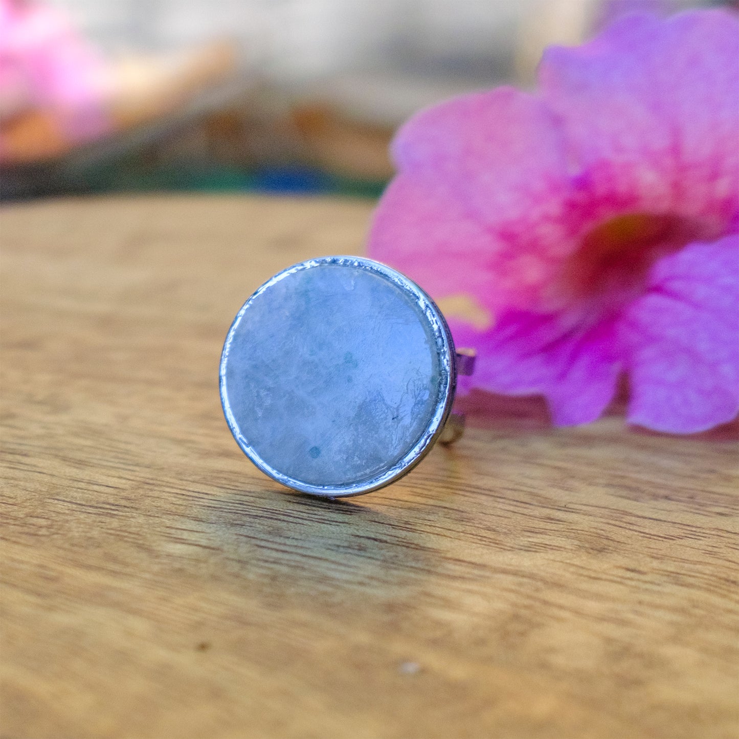 Bague en acier inoxydable et pierre gemme 20mm - caurisandco