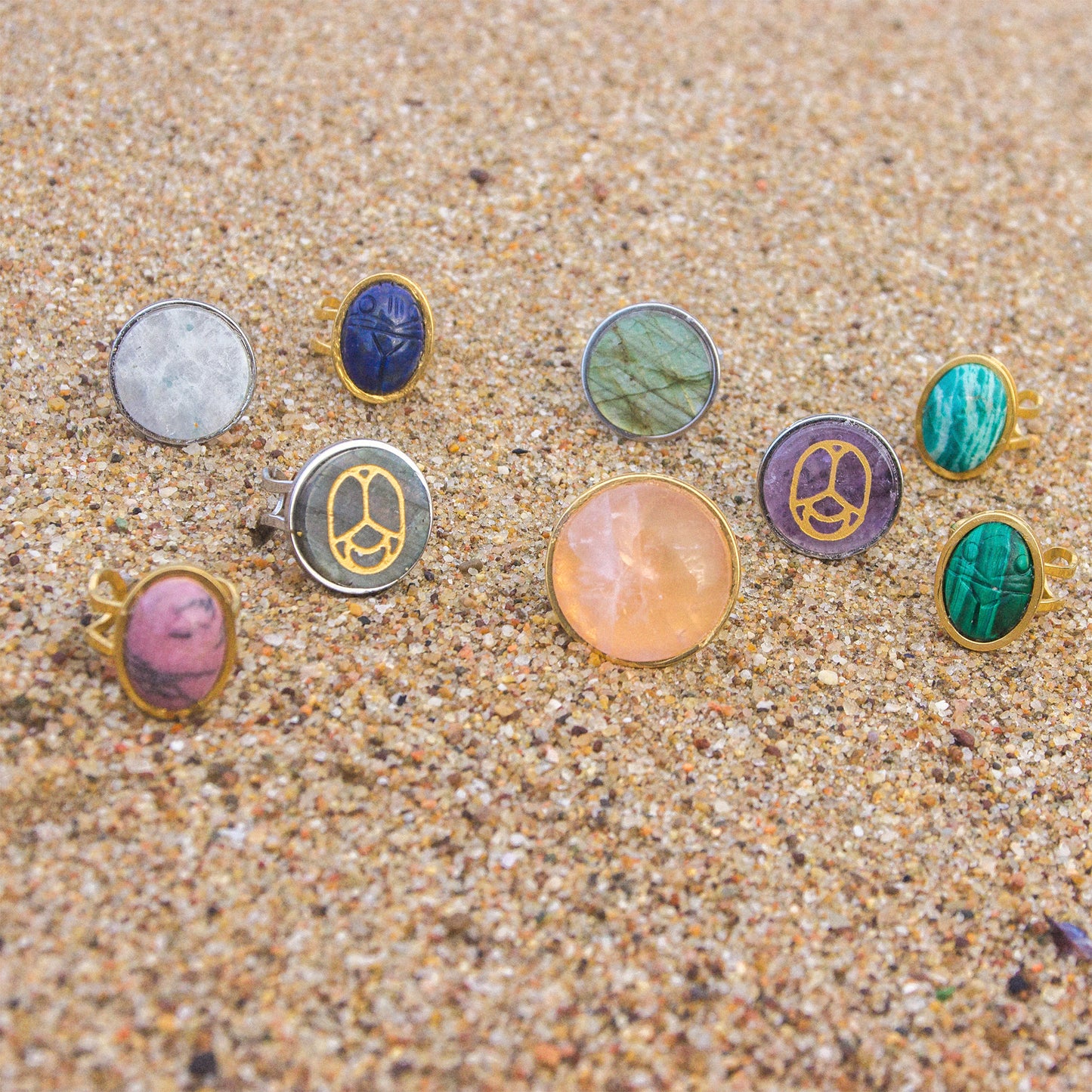 Bague en acier inoxydable et pierre gemme 20mm - caurisandco