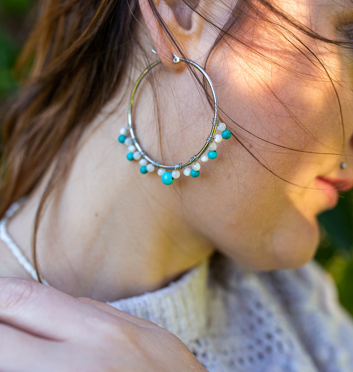 Créole acier et nacre et turquoise - caurisandco
