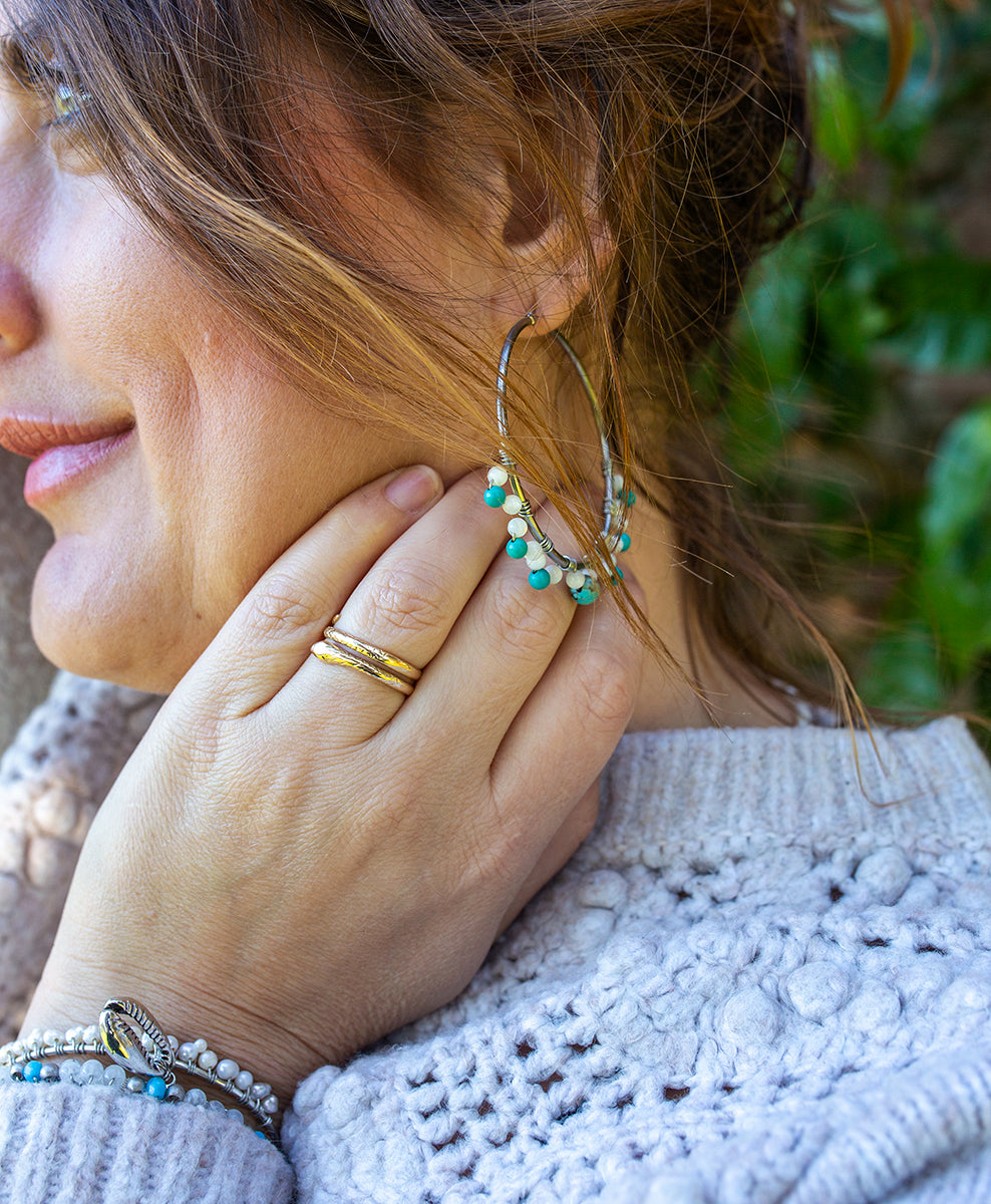 Créole acier et nacre et turquoise - caurisandco