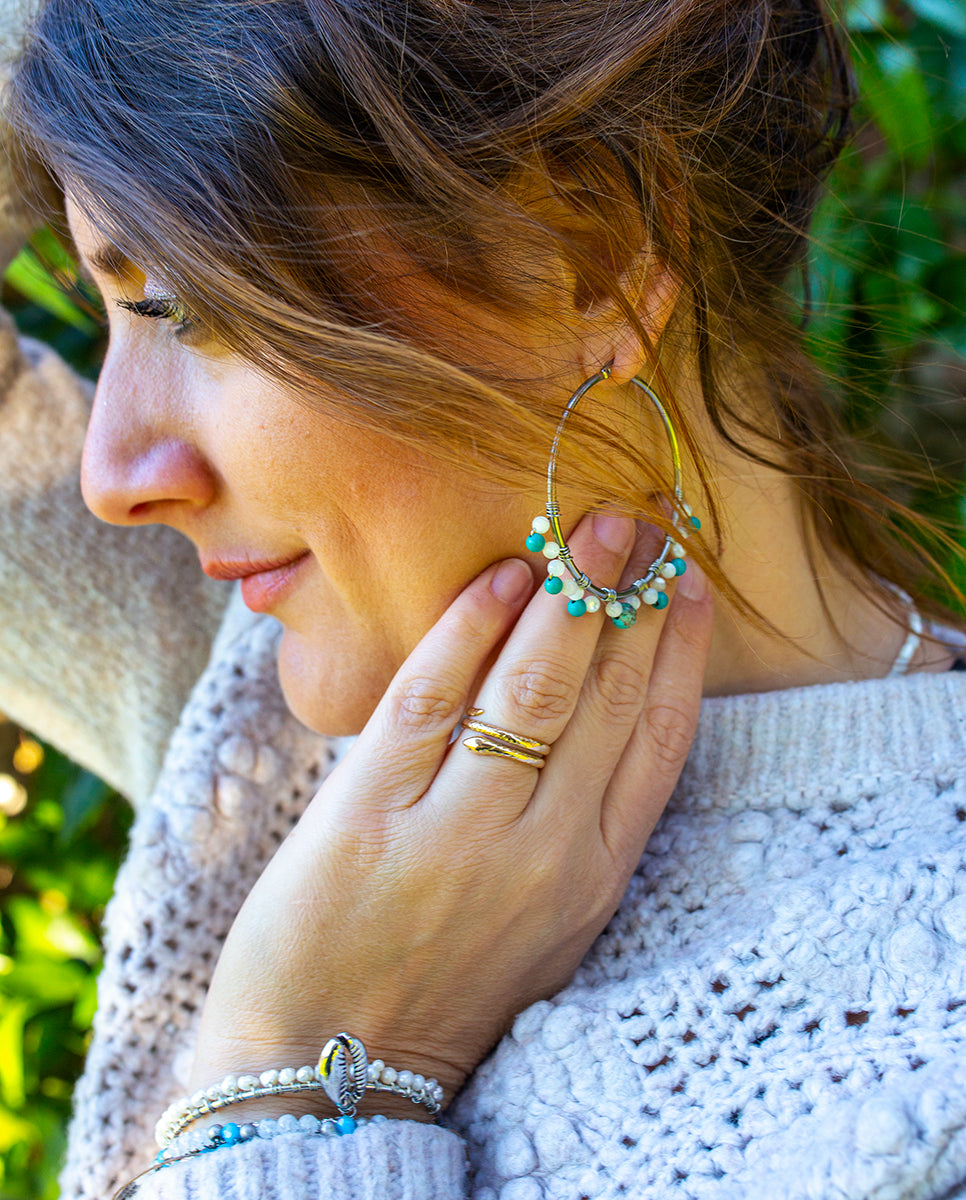 Créole acier et nacre et turquoise - caurisandco