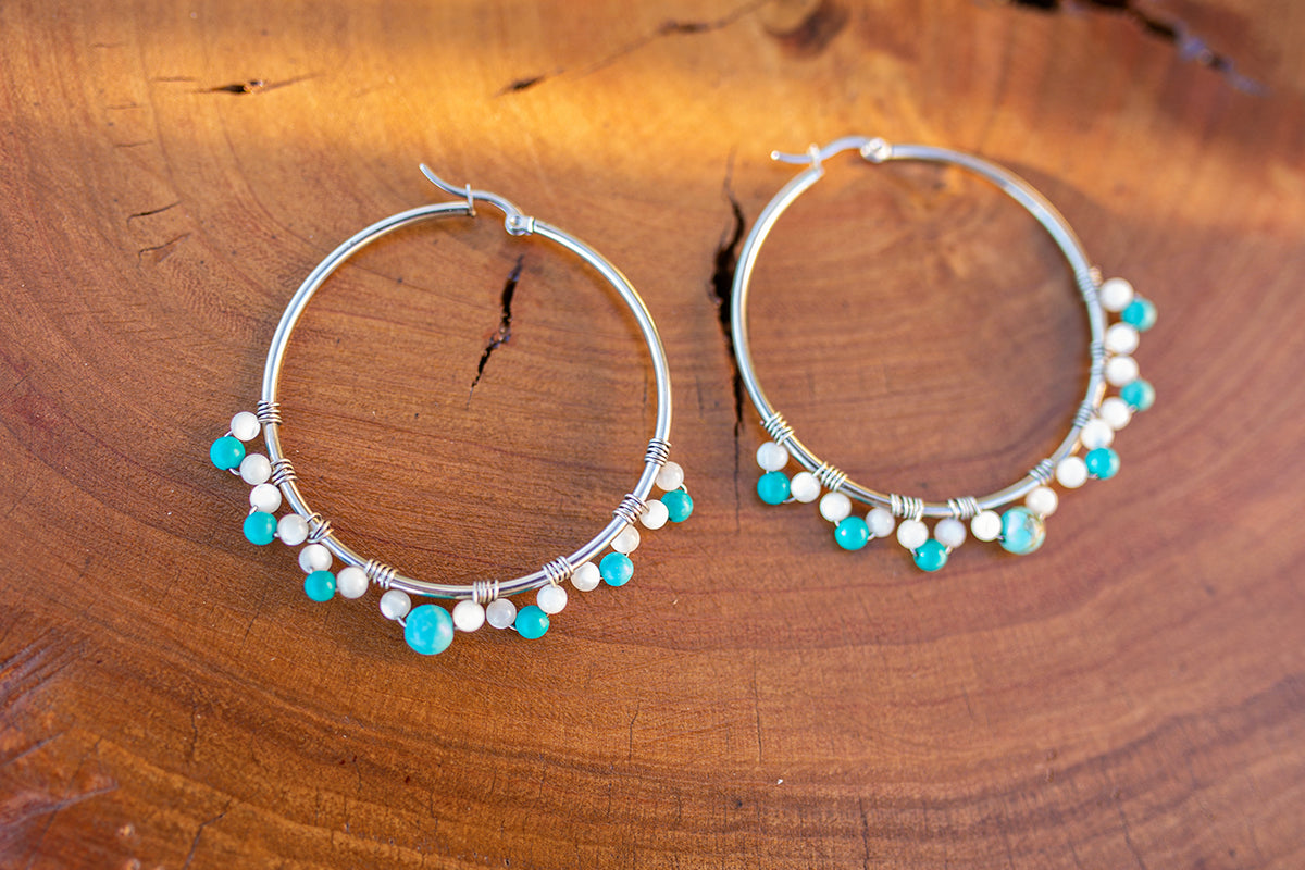 Créole acier et nacre et turquoise - caurisandco