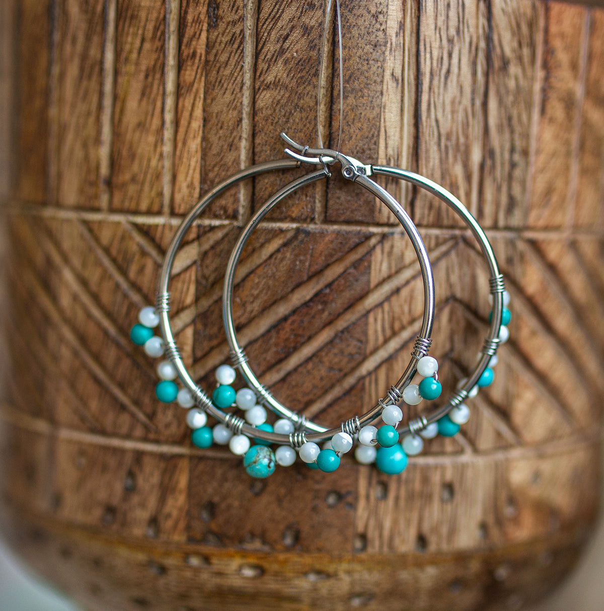 Créole acier et nacre et turquoise - caurisandco