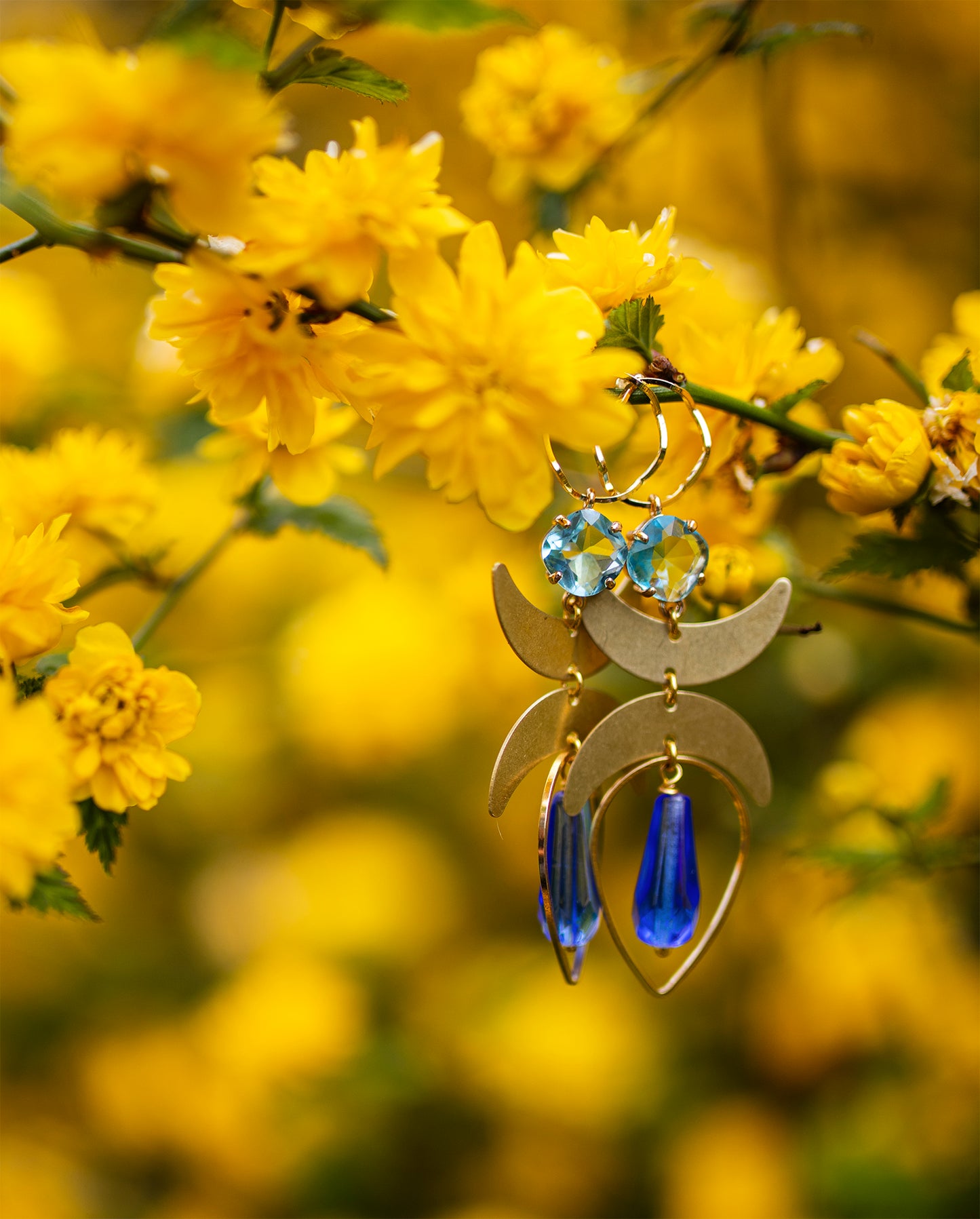 boucle d'oreille lune et pendentif en verre faite main - caurisandco