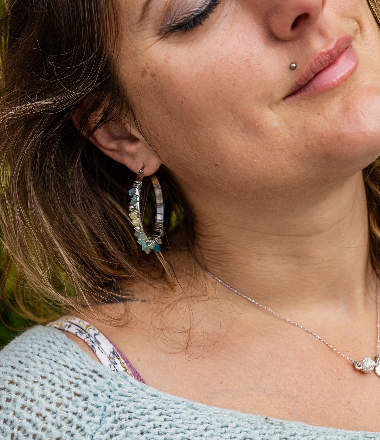 créole apatite fluoré tissée faite main PIECE UNIQUE - caurisandco