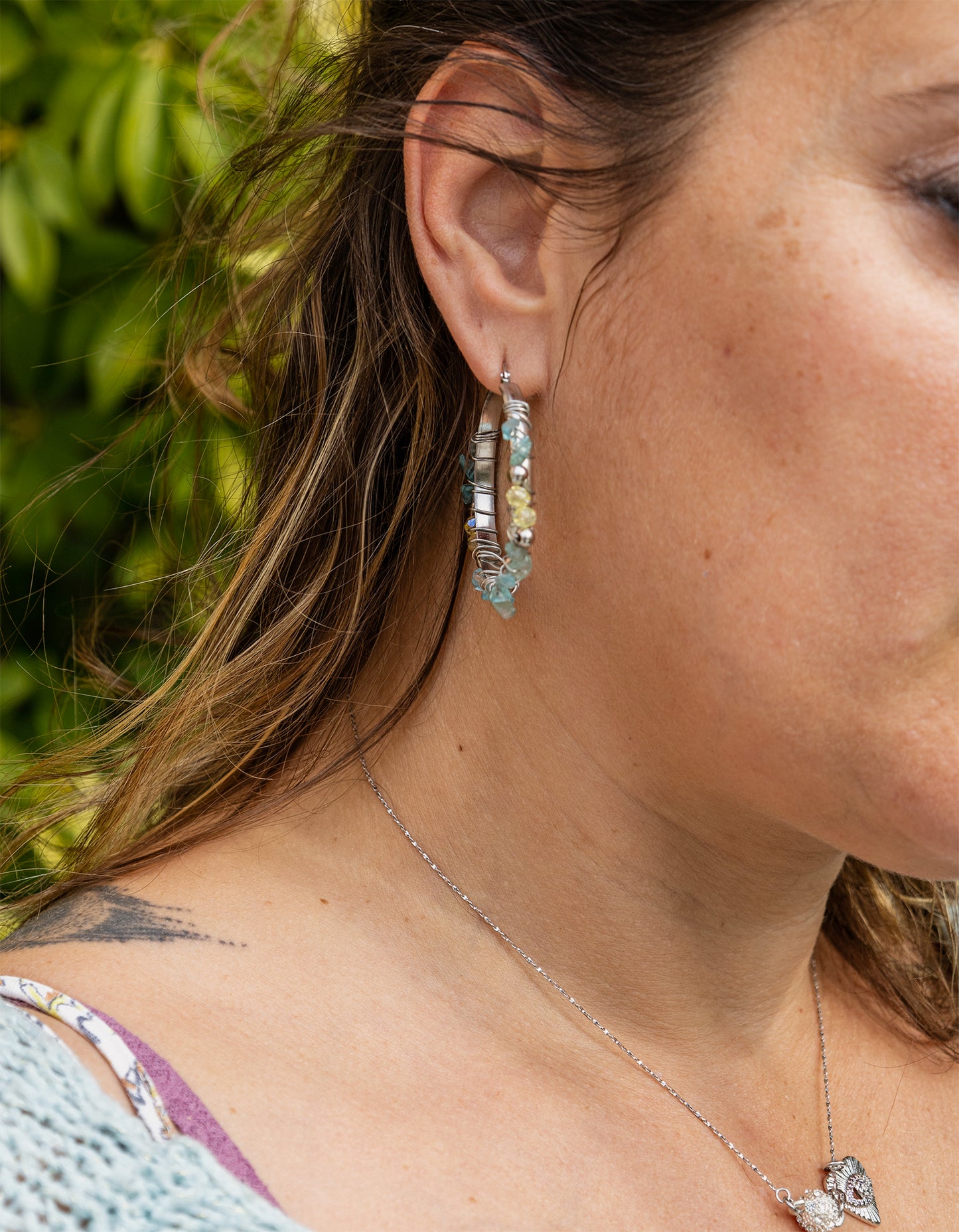 créole apatite fluoré tissée faite main PIECE UNIQUE - caurisandco