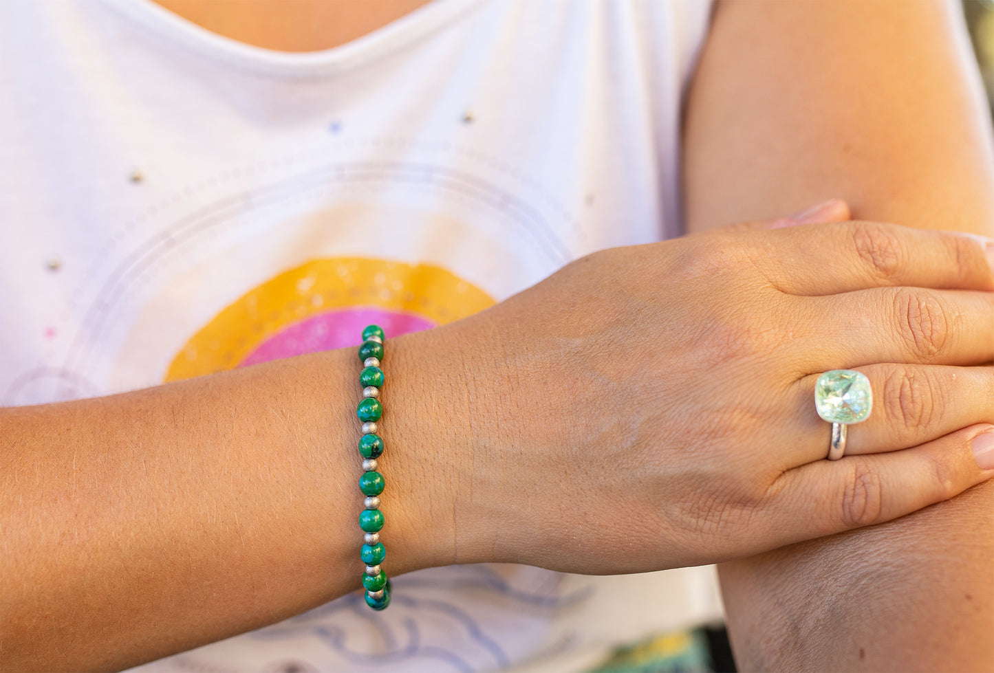 bracelet chrysocolle acier inox fait main piece unique - caurisandco