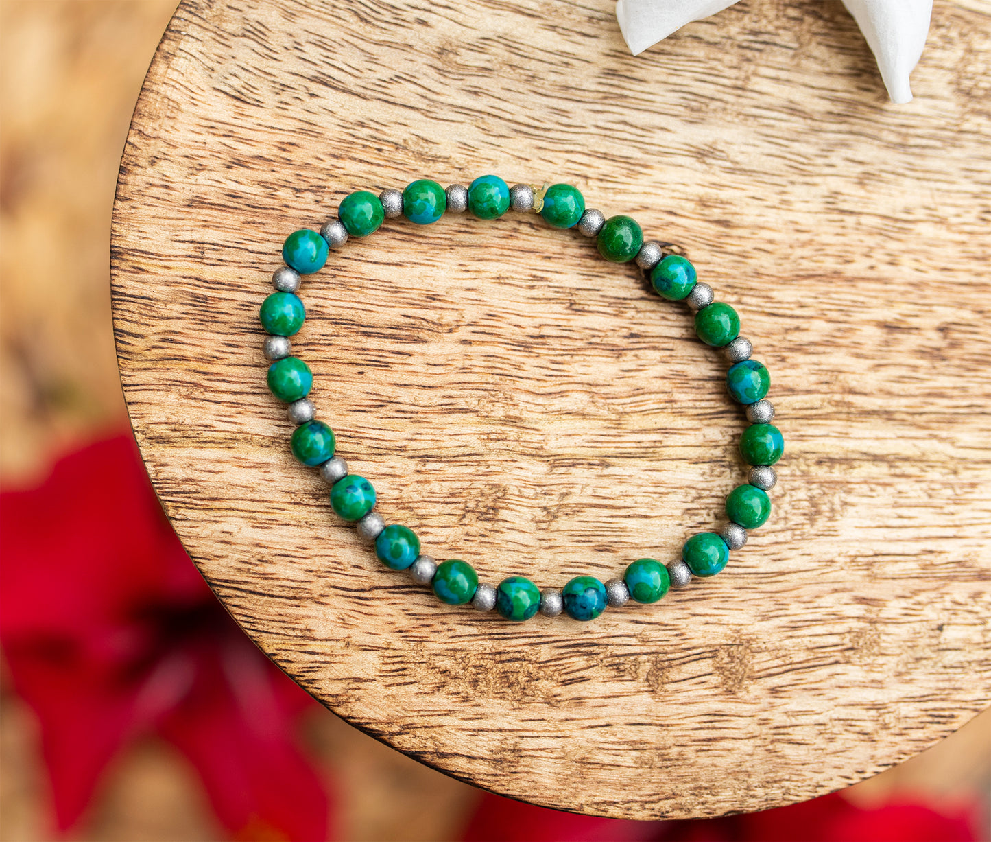 bracelet chrysocolle acier inox fait main piece unique - caurisandco