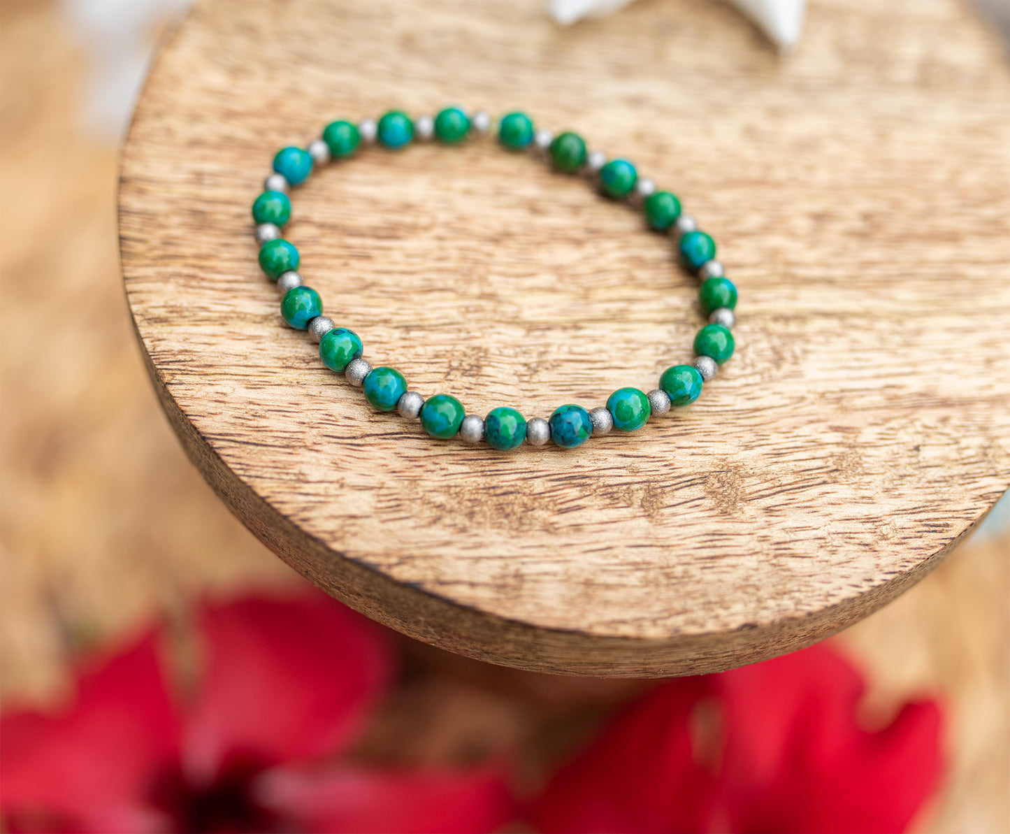 bracelet chrysocolle acier inox fait main piece unique - caurisandco