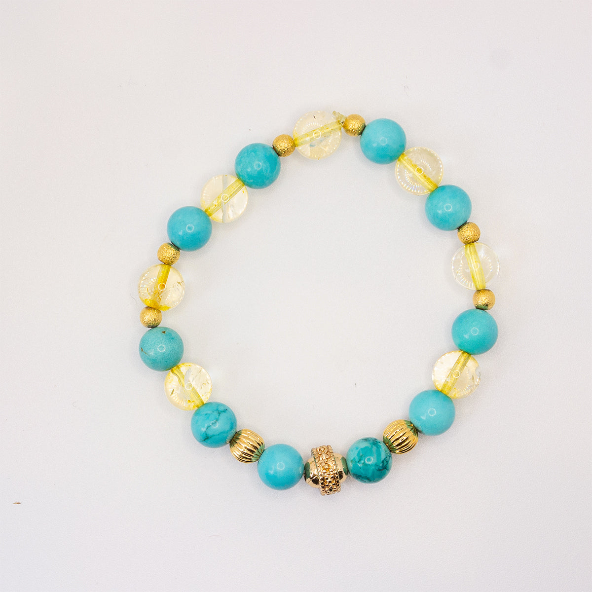 bracelet howlite turquoise citrine fait main piece unique - caurisandco