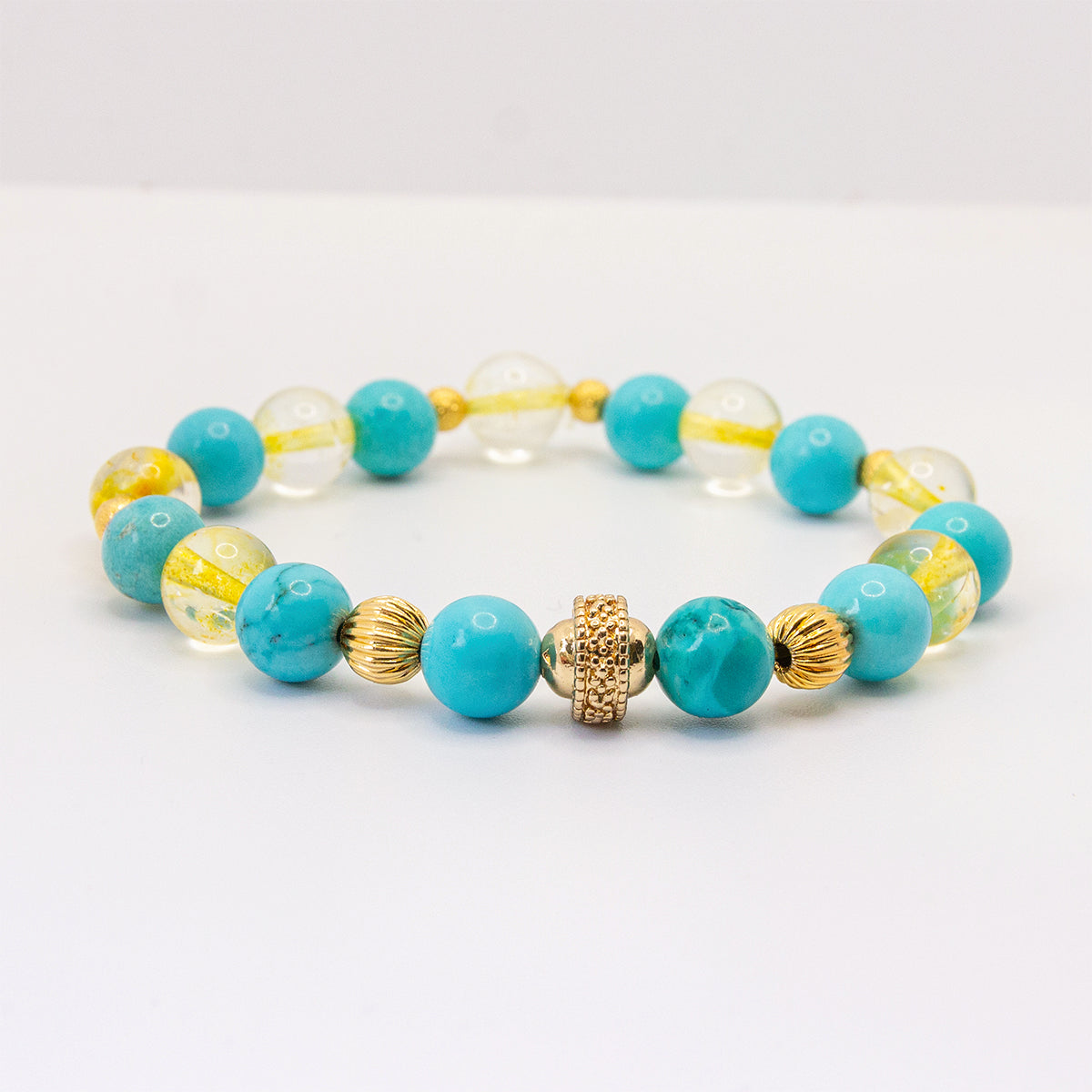 bracelet howlite turquoise citrine fait main piece unique - caurisandco