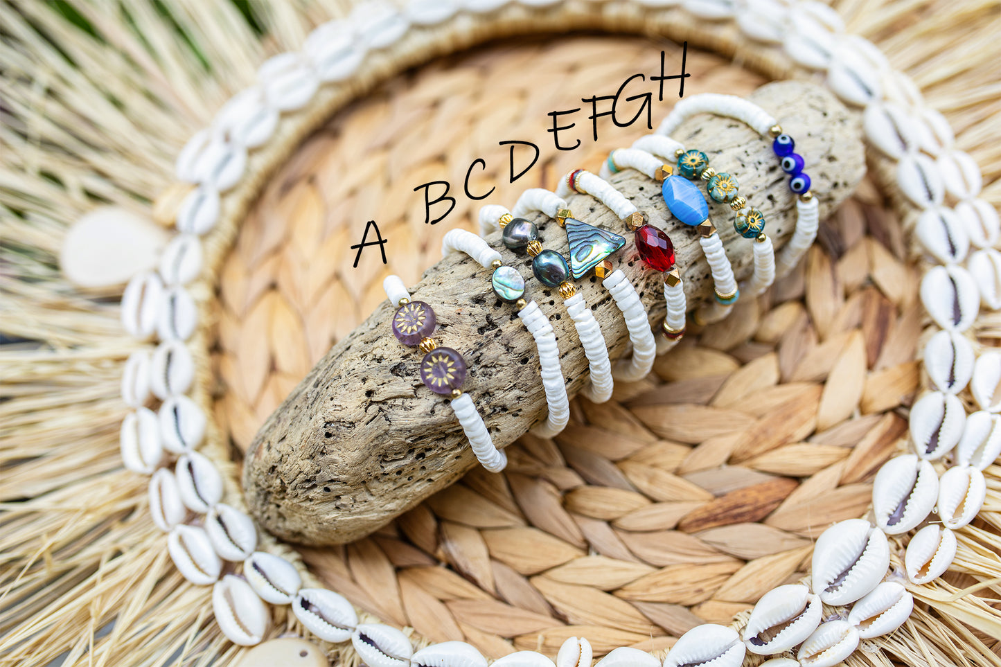 Bracelet perles HEISHI COQUILLAGE fait main - caurisandco