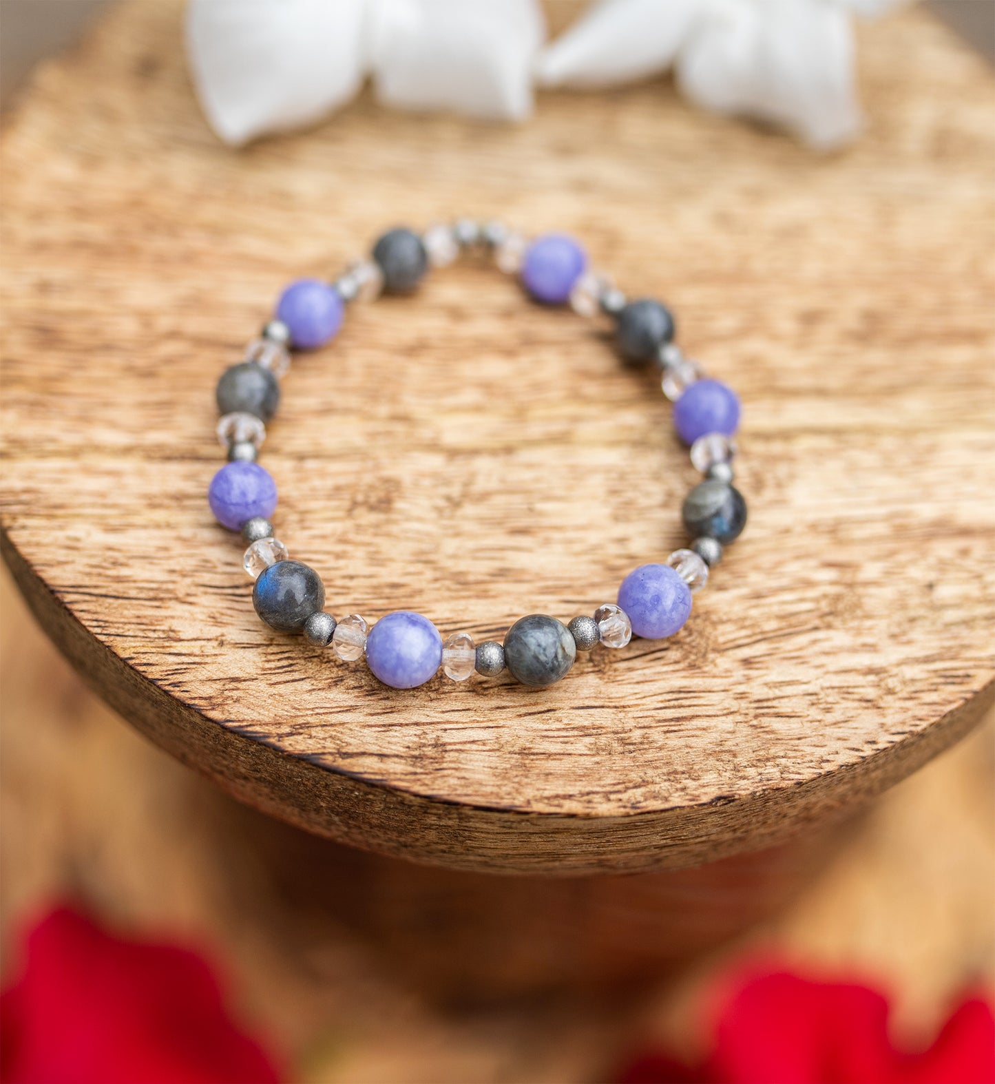 bracelet labradorite jade lavande fait main - caurisandco